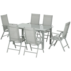 7 Piece Garden Dining Set with Folding Recliner Chairs