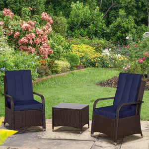2-Seater Rattan Table Chair Bistro Garden Furniture Set