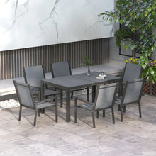 7-Piece Garden Dining Set with Plastic Wood-Top Table