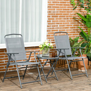 3-Piece Garden Bistro Set: Foldable Chairs & Glass Table