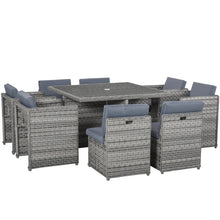 9-Piece PE Rattan Cube Garden Furniture Set | Outdoor Dining Table Set