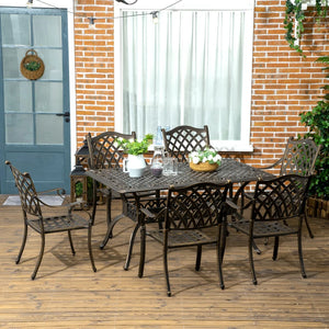 7-Piece Aluminium Outdoor Furniture Set with Cushioned Chairs and Rectangle Dining Table