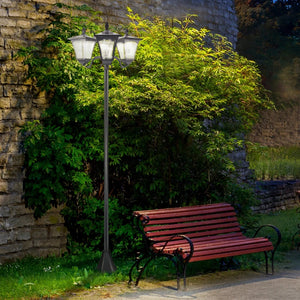 Victorian Style 3-Way Solar Post Lamp for Outdoor Gardens