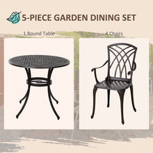 5 Pieces Outdoor Dining Table Set - Cast Aluminium Patio Conversation Furniture Set 