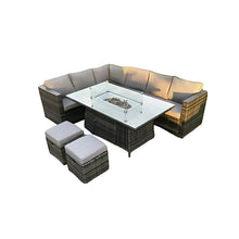Glasgow 8 Seater Rattan Corner Set with Fire Pit