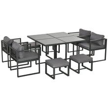 8 Seater Aluminium Cube Garden Dining Set