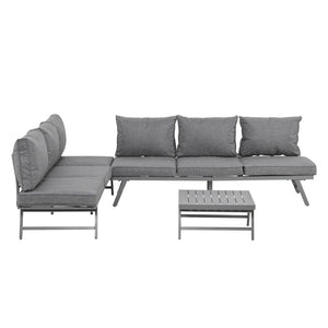 6-Seater Corner Sofa Set with Adjustable Backrest Chaise Lounge