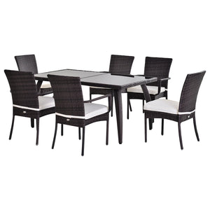 7 Pieces Rattan Garden Dining Set - Rattan Table and Chair Sets 