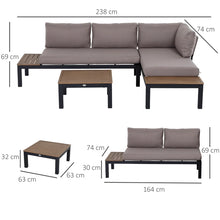 Aluminium Outdoor Corner Sofa Set with 2 Loveseat and Coffee Table