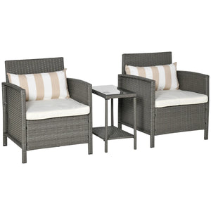 2-Seater Rattan Patio Bistro Set