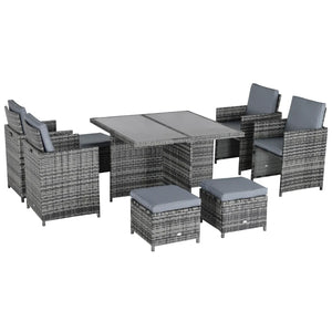 8-Seater Rattan Dining Set with Cushion Seats