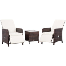 3 Pieces Rattan Bistro Set Balcony Furniture with Cushions