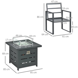 5-Piece Aluminium Garden Furniture Sets with Gas Fire Pit Table 