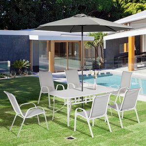 6 Seater Outdoor Patio Furniture with Parasol Hole for Backyard