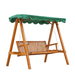 3-Seater Pinewood Swing Chair - Green/white