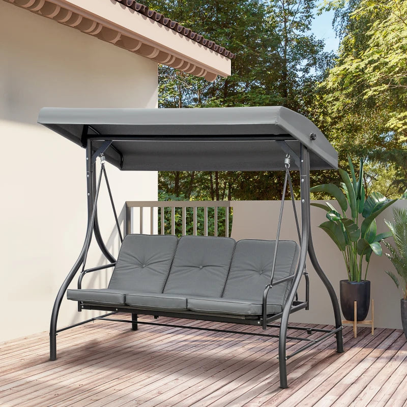 3-Seater Canopy Swing Chair with Bed