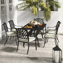 7-Piece Aluminium Outdoor Furniture Set with Cushioned Chairs and Rectangle Dining Table