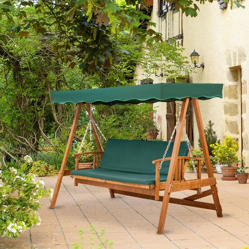 3 Seater 2-in-1 Wooden Garden Swing 