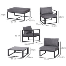 6-Piece Aluminium Outdoor - Indoor Sectional Sofa Set 