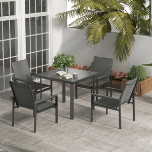 7-Piece Metal Dining Set with Glass-Top Table