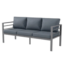 Aluminium Three-Seater Garden Bench with Cushions - Grey