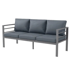 Aluminium Three-Seater Garden Bench with Cushions - Grey