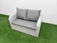 7-Seater PE Rattan Wicker Garden Furniture Set – Patio & Conservatory Sofa Set with Rectangular Coffee Table, 3-Seater Sofa, Love Sofa, 2 Stools, and Side Table