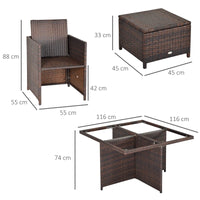 9 Pieces Rattan Cube Garden Furniture Set with Cushions
