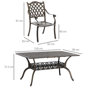 7-Piece Aluminium Outdoor Furniture Set with Cushioned Chairs and Rectangle Dining Table