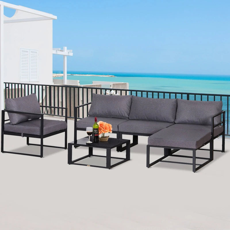 6-Piece Aluminium Outdoor - Indoor Sectional Sofa Set 