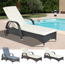 Adjustable Rattan Sun Lounger Outdoor Recliner Chair w/ Cushion
