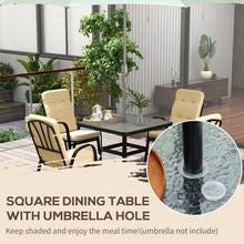 5 Pieces Square Garden Dining Set w/ Glass Dining Table