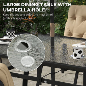 7-Piece Garden Dining Set - Outdoor Dining Table and 6 Cushioned Armchair