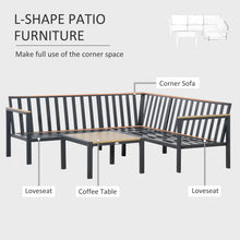 5 Seater L Shape Aluminium Garden Corner Sofa Set with Coffee Table