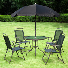 6-Piece Garden Patio Furniture Bistro Set - Folding Chairs, Table, Parasol