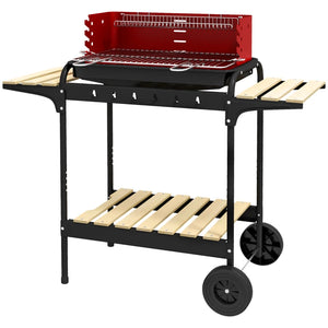 Charcoal BBQ, with Five Position Grill Grate - Red