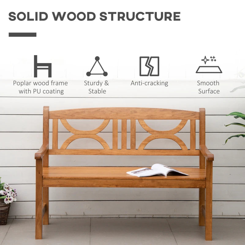 2-Seater Wooden Garden Bench - Outdoor Patio Loveseat