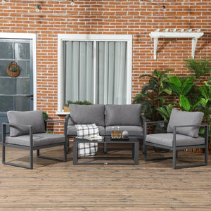 4-Piece Aluminium Patio Sofa Set with Cushions