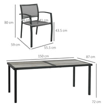 Seven-Piece Casual Outdoor Dining Set, with Wood-Effect Table - Grey