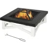 3-in-1 Outdoor Square Fire Pit Brazier with BBQ Grill