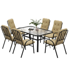 7 Piece Garden Dining Set - Outdoor Dining Table and 6 Cushioned Armchairs