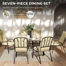 7-Piece Garden Dining Set - Outdoor Dining Table and 6 Cushioned Armchair