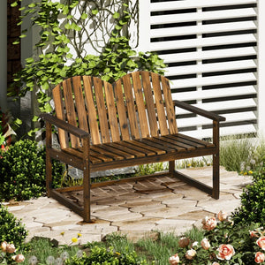 2 Seater Outdoor Wooden Garden Bench - Patio Loveseat Chair 