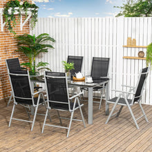 7 Piece Garden Dining Set with Folding Recliner Chairs