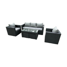 Wicker Rattan Garden Furniture Sofa Sets Outdoor Patio Coffee Table With Stools black