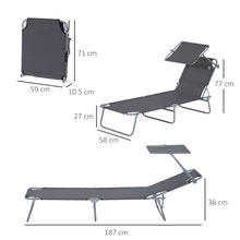 Outdoor Foldable Sun Lounger with Adjustable Backrest and Shade Awning