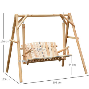 Larch Wood 2-Seater Swing Chair: Garden Relaxation