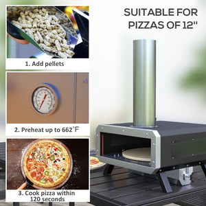 Portable Wood Pellet Pizza Oven with Rotating Stone