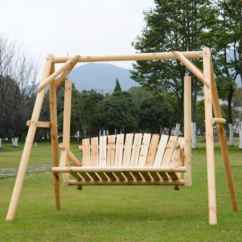 Larch Wood 2-Seater Swing Chair: Garden Relaxation