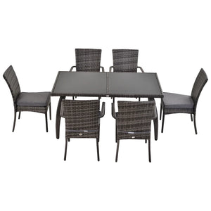 7 Pieces Rattan Garden Dining Set - Rattan Table and Chair Sets 